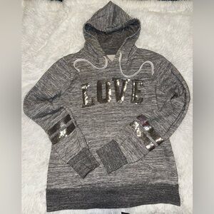 Reflex Heather Gray Hoodie with White Drawstrings